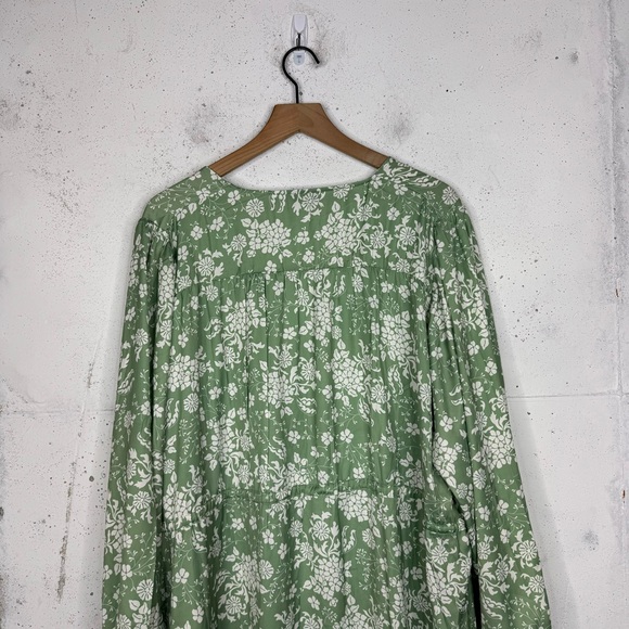 Summersalt Cinched Waist Caftan Dress Vintage Floral Ivy Print Silky New NWT XL - Picture 15 of 15